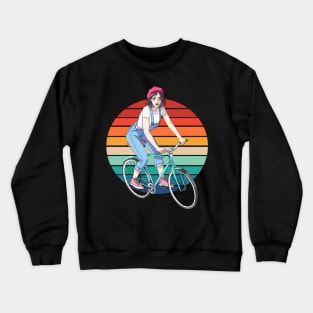 Girl Cyclist Female Bicycle Rider Bike Lover Gift Crewneck Sweatshirt